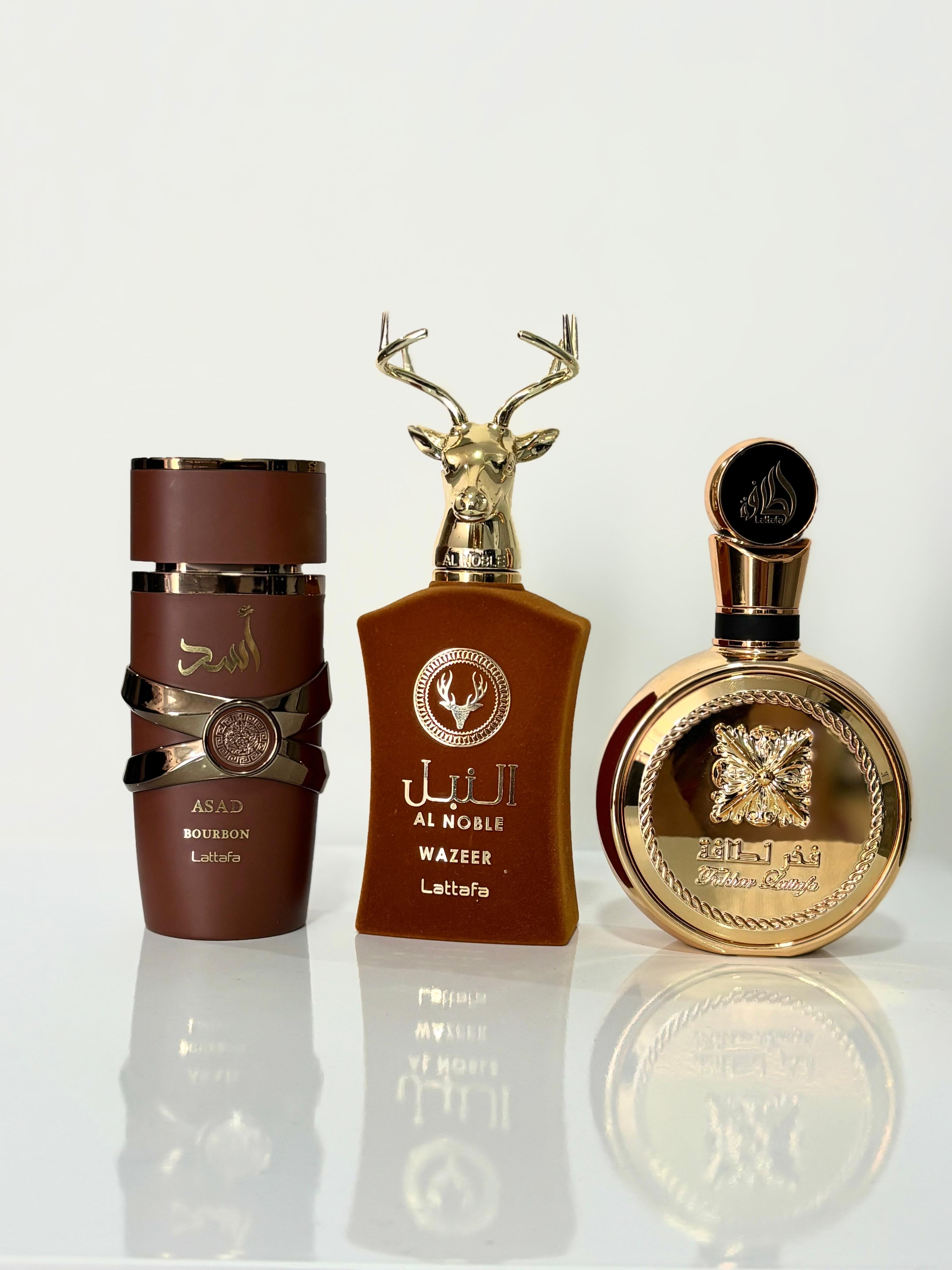 Decants 5ml - COMBO MACHO ALFA (Asad Bourbon, Al Noble Wazeer e Fakhar Gold)